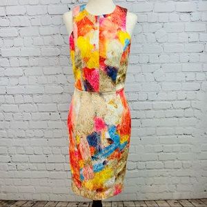 H&M Watercolor Body-con Sleeveless Midi Dress